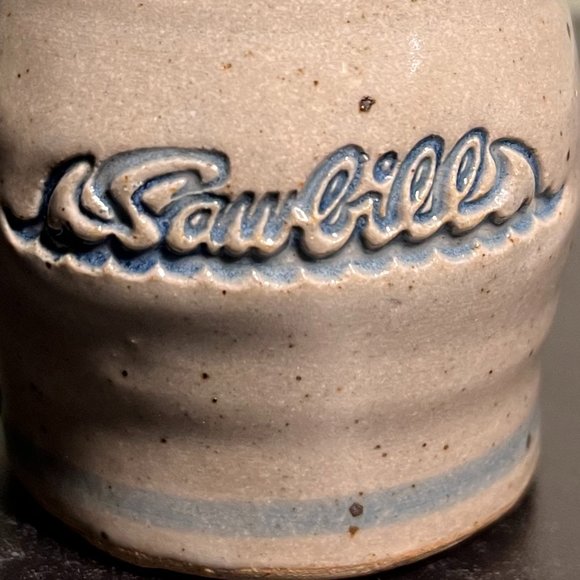 Handcrafted Hand Painted Pottery Mug Embossed w/ Word SAWBILL ~ Minnesota - Picture 3 of 9